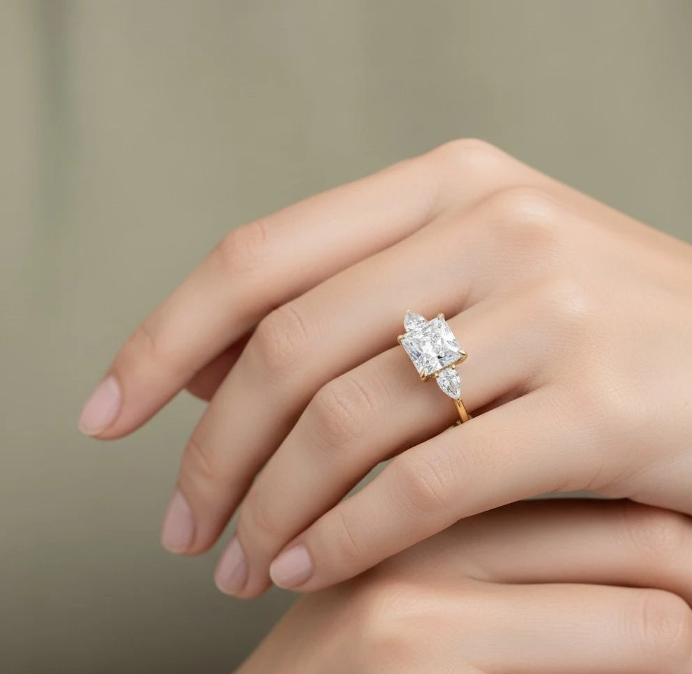 2.35 ct Princess Cut Lab-Grown Diamond Three-Stone Ring