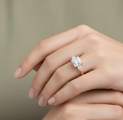 2.35 ct Princess Cut Lab-Grown Diamond Three-Stone Ring