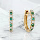 Alternating Lab-Grown Diamond & Emerald Petite Hoop Earrings