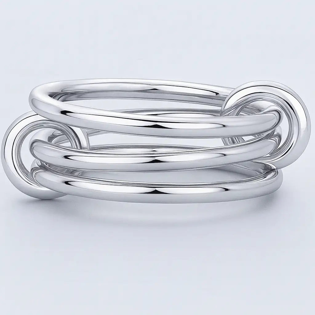 14K Two‑Tone Gold Interlocking Multi‑Link Ring