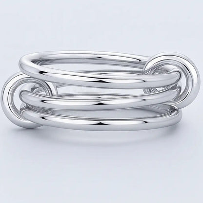 14K Two‑Tone Gold Interlocking Multi‑Link Ring