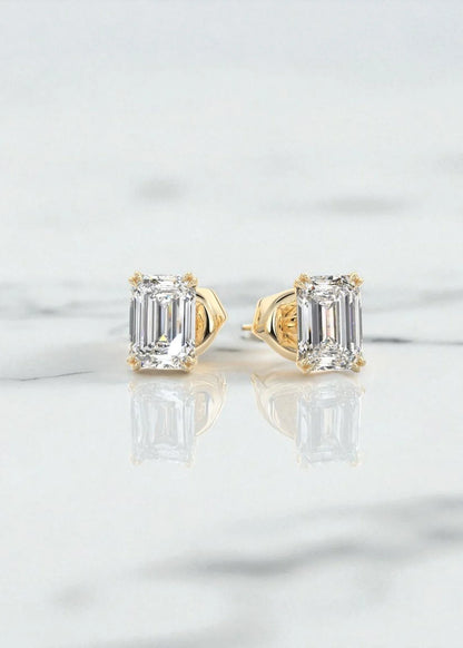 1 ct Emerald-Cut Lab-Grown Diamond Stud Earrings – Elegant