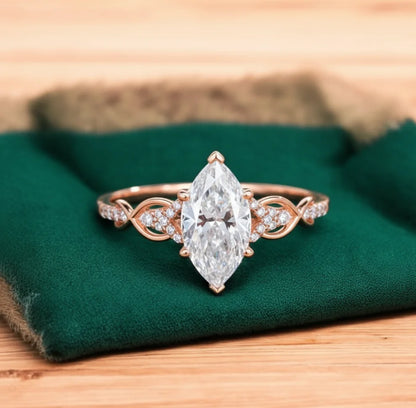 1.60ct Marquise Cut Lab Diamond Engagement Ring