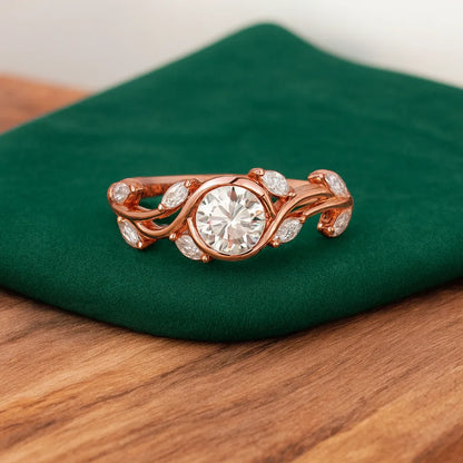 0.50 ct Round Lab-Grown Diamond Vintage Leaf Ring