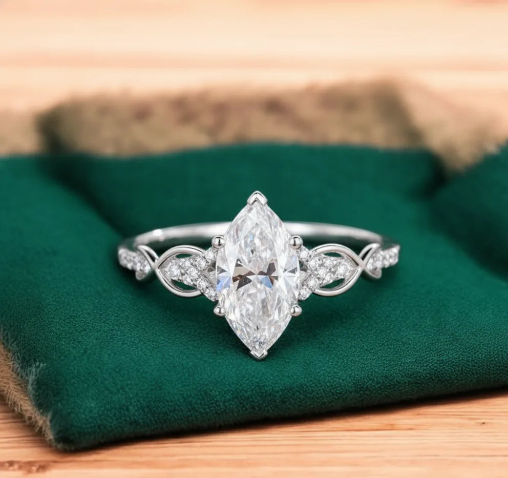 1.60ct Marquise Cut Lab Diamond Engagement Ring