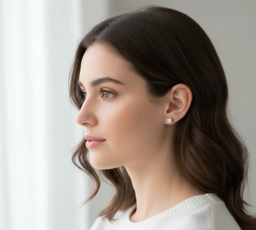 3.00 ct Lab-Grown Diamond Princess Studs – 14K/18K