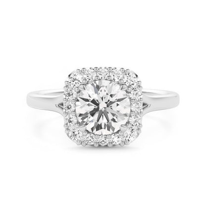 1.10 TCW Round Cut VVS1 Lab-Grown Halo Engagement Ring Solid 14K White Gold