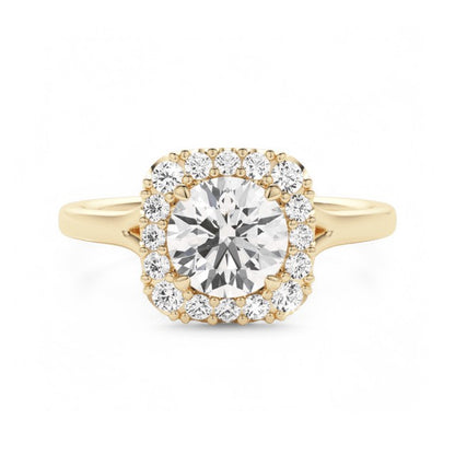 1.10 TCW Round Cut VVS1 Lab-Grown Halo Engagement Ring Solid 14K White Gold
