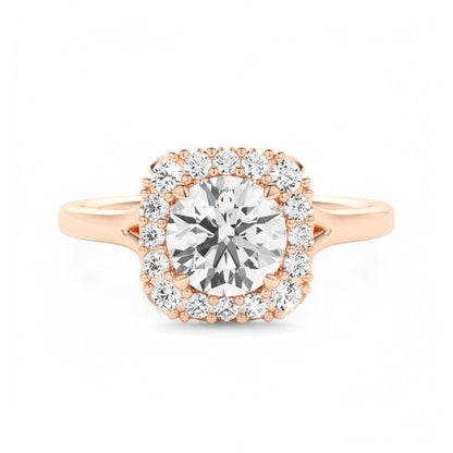 1.10 TCW Round Cut VVS1 Lab-Grown Halo Engagement Ring Solid 14K White Gold