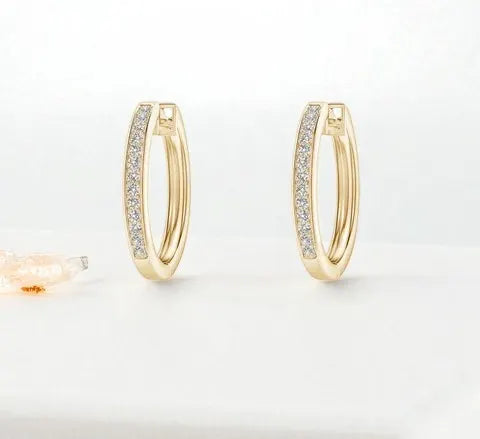3/4ct Pave-Set Lab-Grown Diamond Hoop Earrings