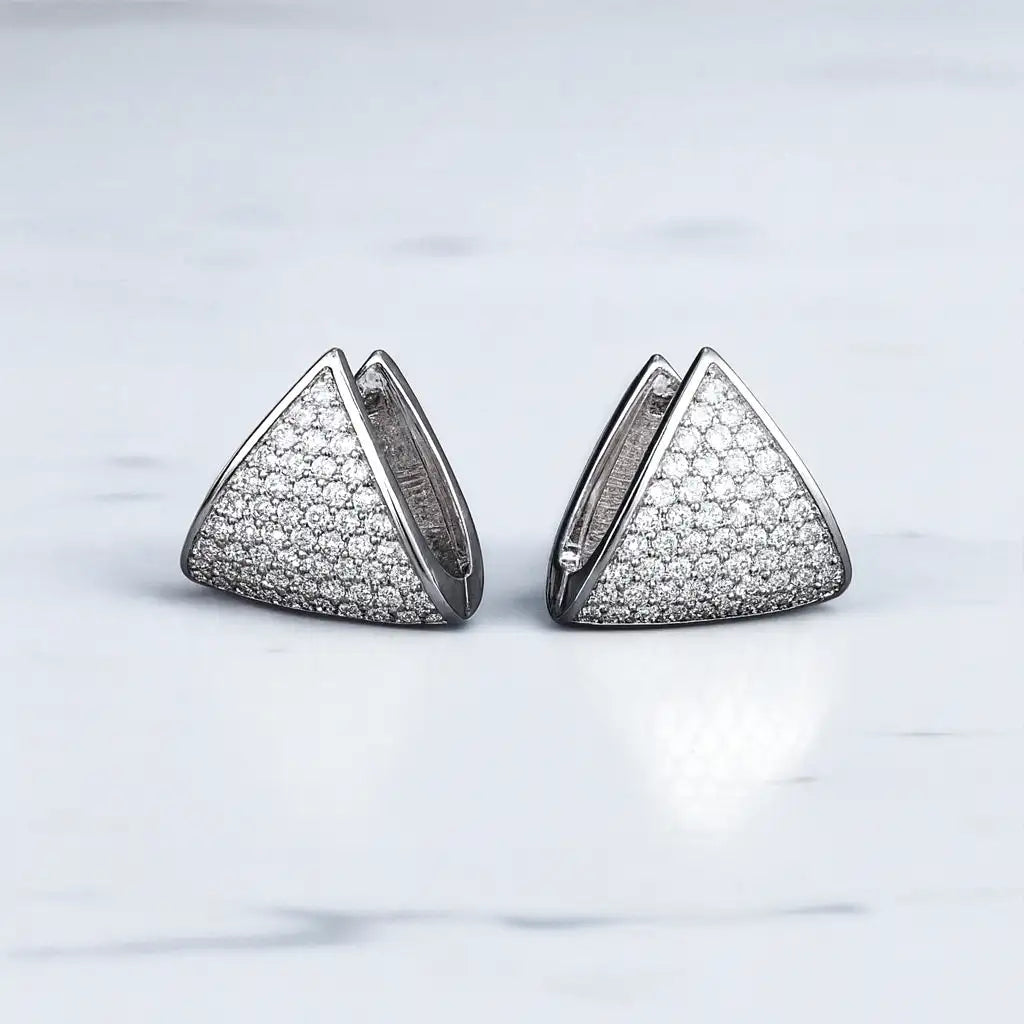 1 Ct Lab Grown Diamond Pave Triangle Hoop Earrings