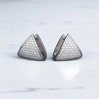1 Ct Lab Grown Diamond Pave Triangle Hoop Earrings