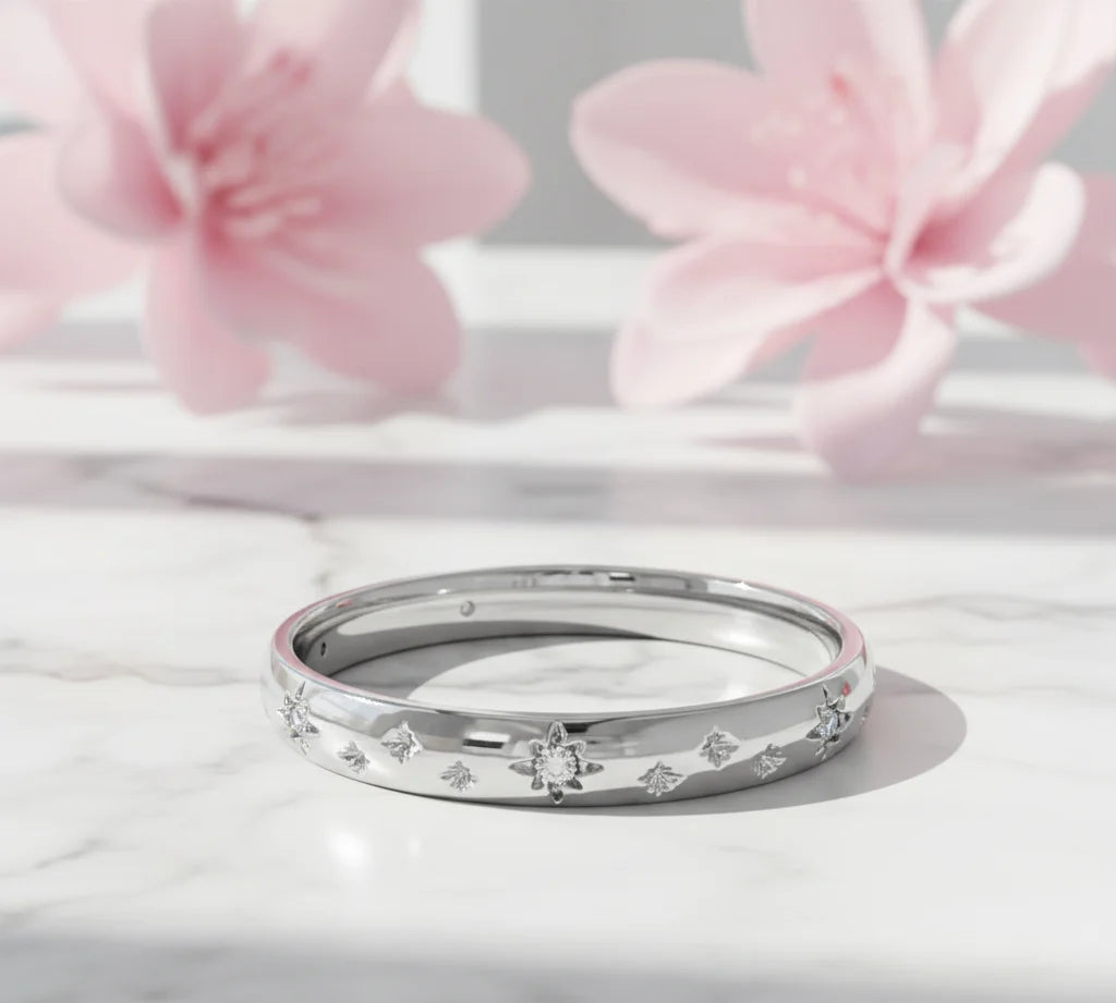 14K Solid Gold Starburst Lab Grown Diamond Ring