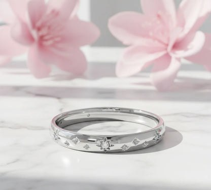 14K Solid Gold Starburst Lab Grown Diamond Ring