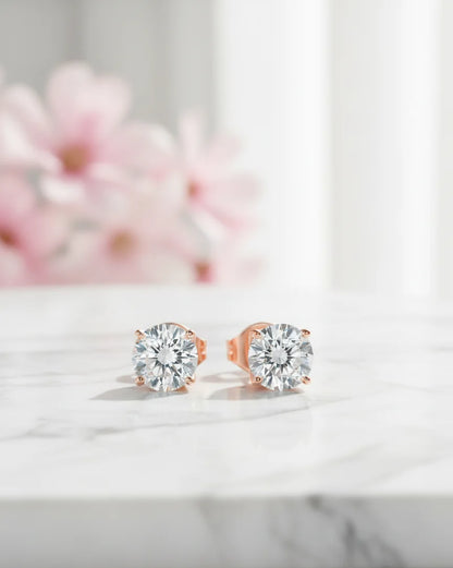 4.0 ct Round Lab Diamond Stud Earrings – Brilliant & Ethical