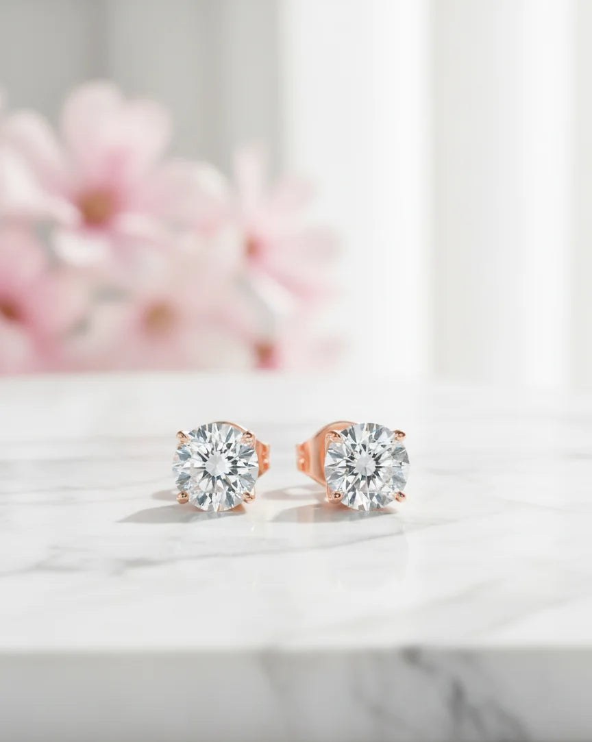 1.50 ct Round Lab-Grown Diamond Studs – 14K Rose Gold