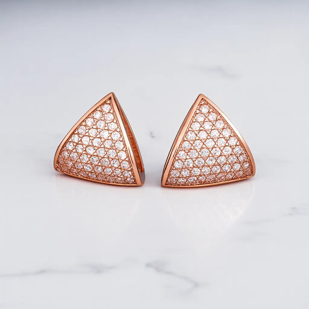 1 Ct Lab Grown Diamond Pave Triangle Hoop Earrings