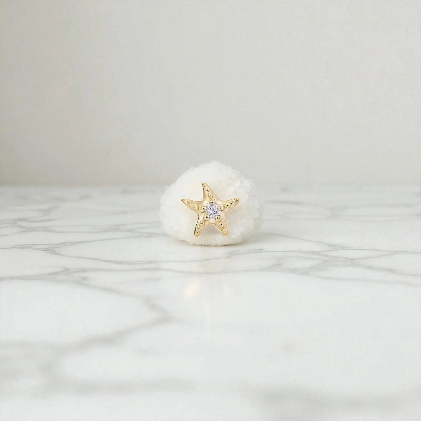 Starfish Diamond Stud Earring for Cartilage & Helix Piercing