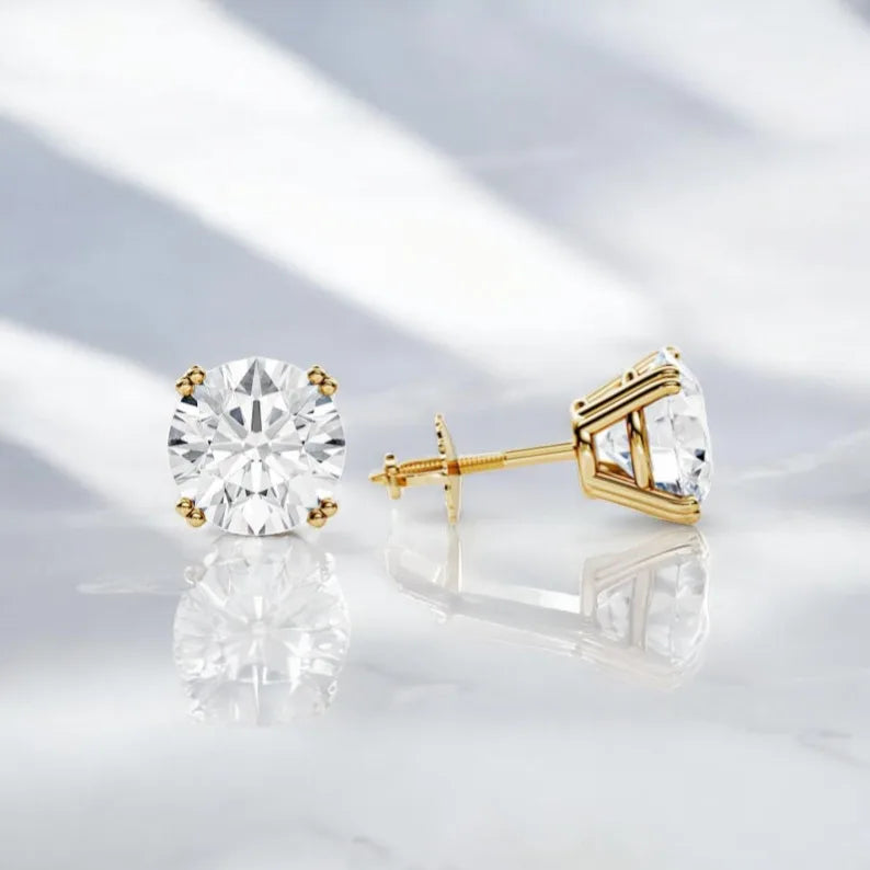 2.50 Carat Round Cut Solitaire Lab Grown Diamond Stud Earrings