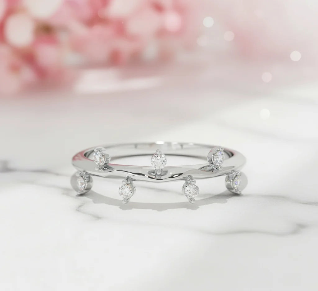 14K Gold Stackable Moissanite Ring – Minimalist Bridal Band