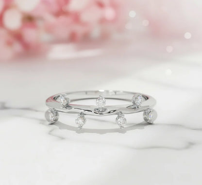 14K Gold Stackable Moissanite Ring – Minimalist Bridal Band