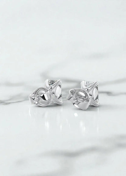 1/2ct Double Scoop Emerald Cut Lab Grown Diamond Stud Earrings