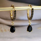 Black Lab‑Grown Diamond Hoop Earrings – 14K Yellow Gold
