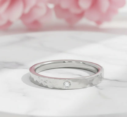 white gold hammered wedding band