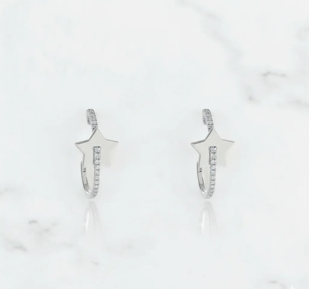 Star Lab-Grown Diamond Hoop Earrings – Cosmic Sparkle