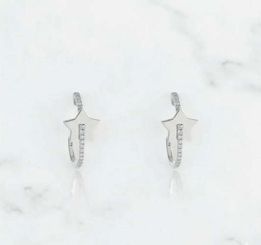 Star Lab-Grown Diamond Hoop Earrings – Cosmic Sparkle