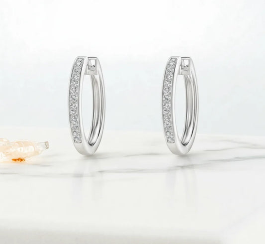 white gold pave diamond hoop earrings
