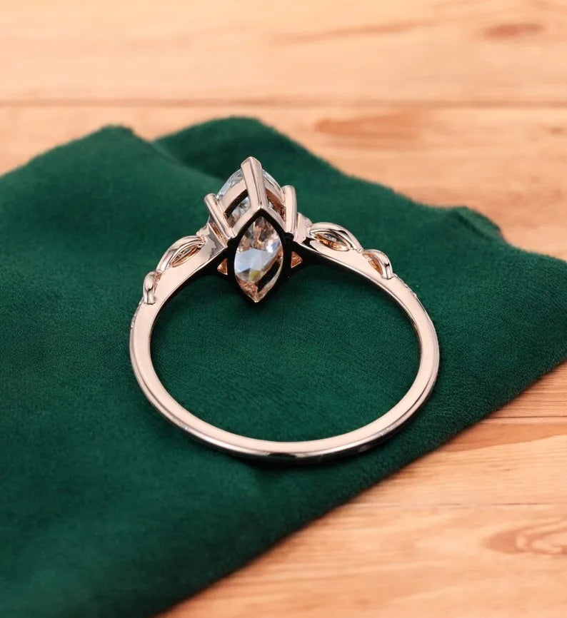 1.60ct Marquise Cut Lab Diamond Engagement Ring