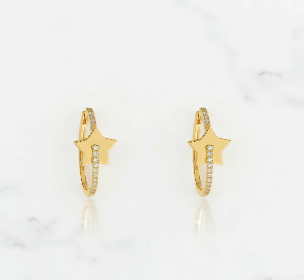 Star Lab-Grown Diamond Hoop Earrings – Cosmic Sparkle