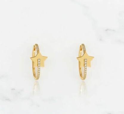 Star Lab-Grown Diamond Hoop Earrings – Cosmic Sparkle
