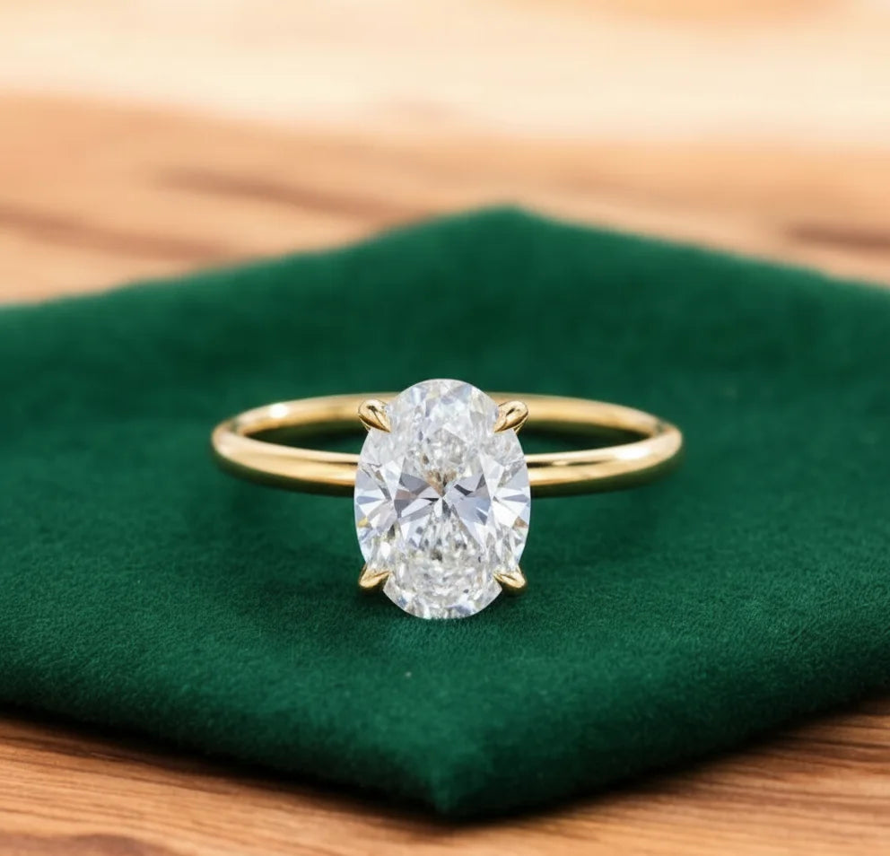 2.065 ct Oval Lab-Grown Diamond Ring – Solid Yellow Gold