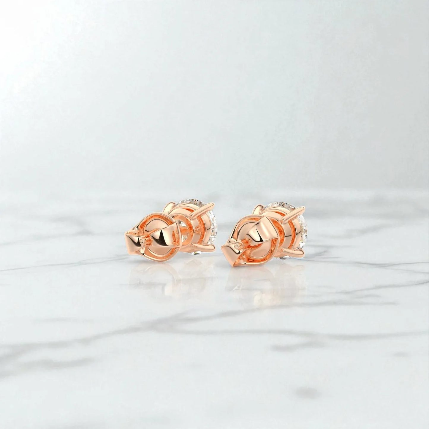 1.00 ct Lab‑Grown Diamond Stud Earrings – 14 K Rose Gold