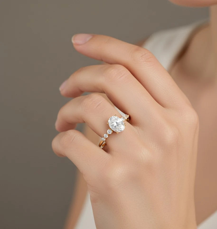 1.660CT Oval Lab Grown Diamond Engagement Ring