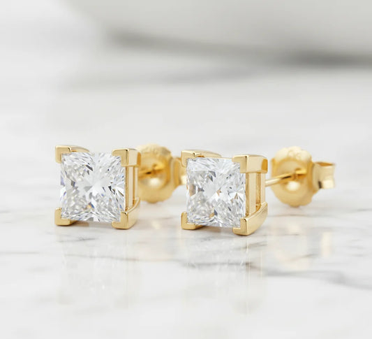 2.00ct Princess Cut Lab Grown Diamond Stud Earrings