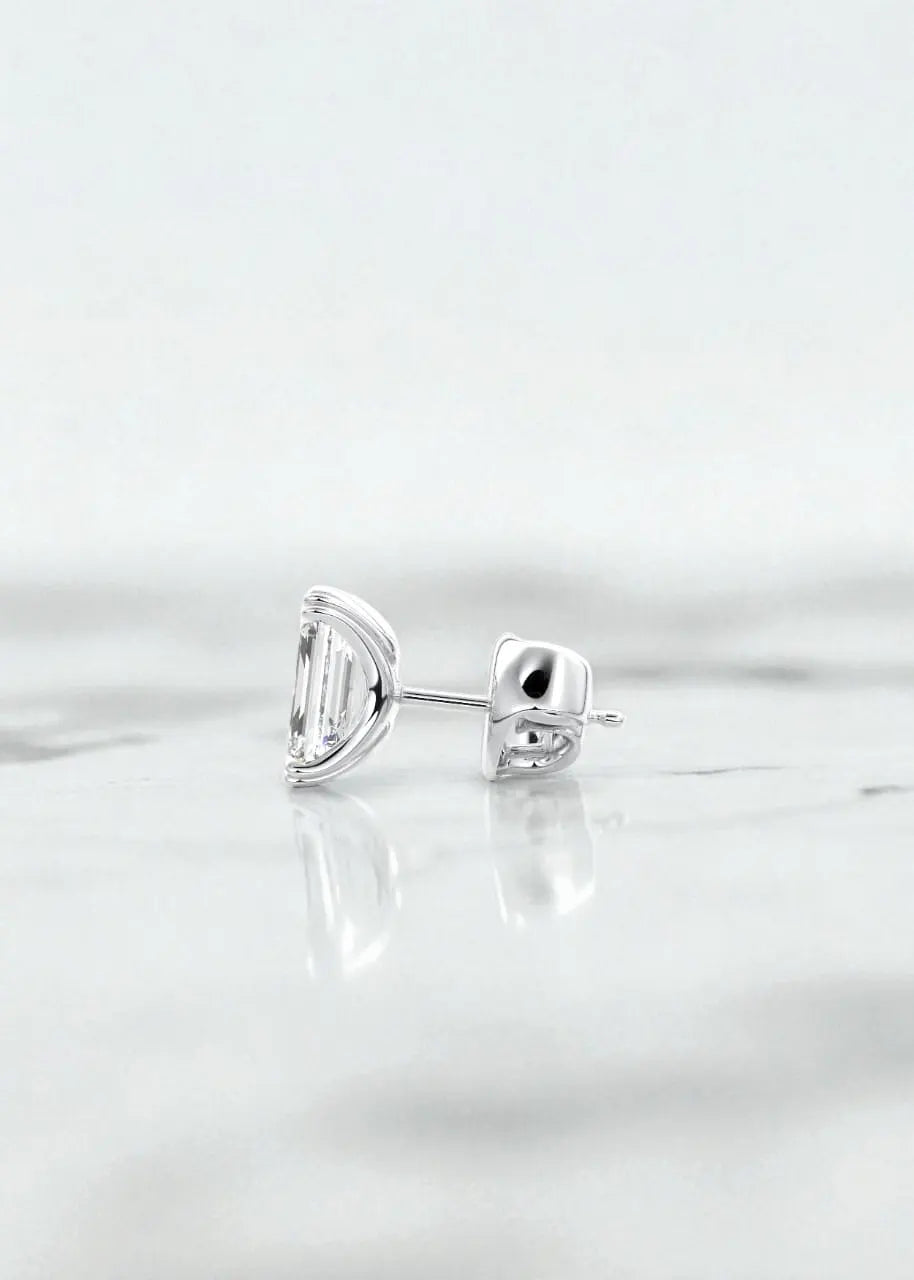 1/2ct Double Scoop Emerald Cut Lab Grown Diamond Stud Earrings