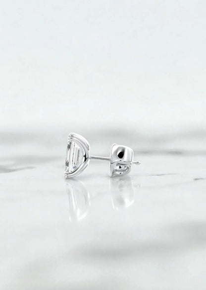 1/2ct Double Scoop Emerald Cut Lab Grown Diamond Stud Earrings