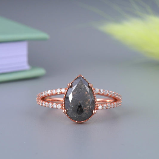 grey diamond gold ring