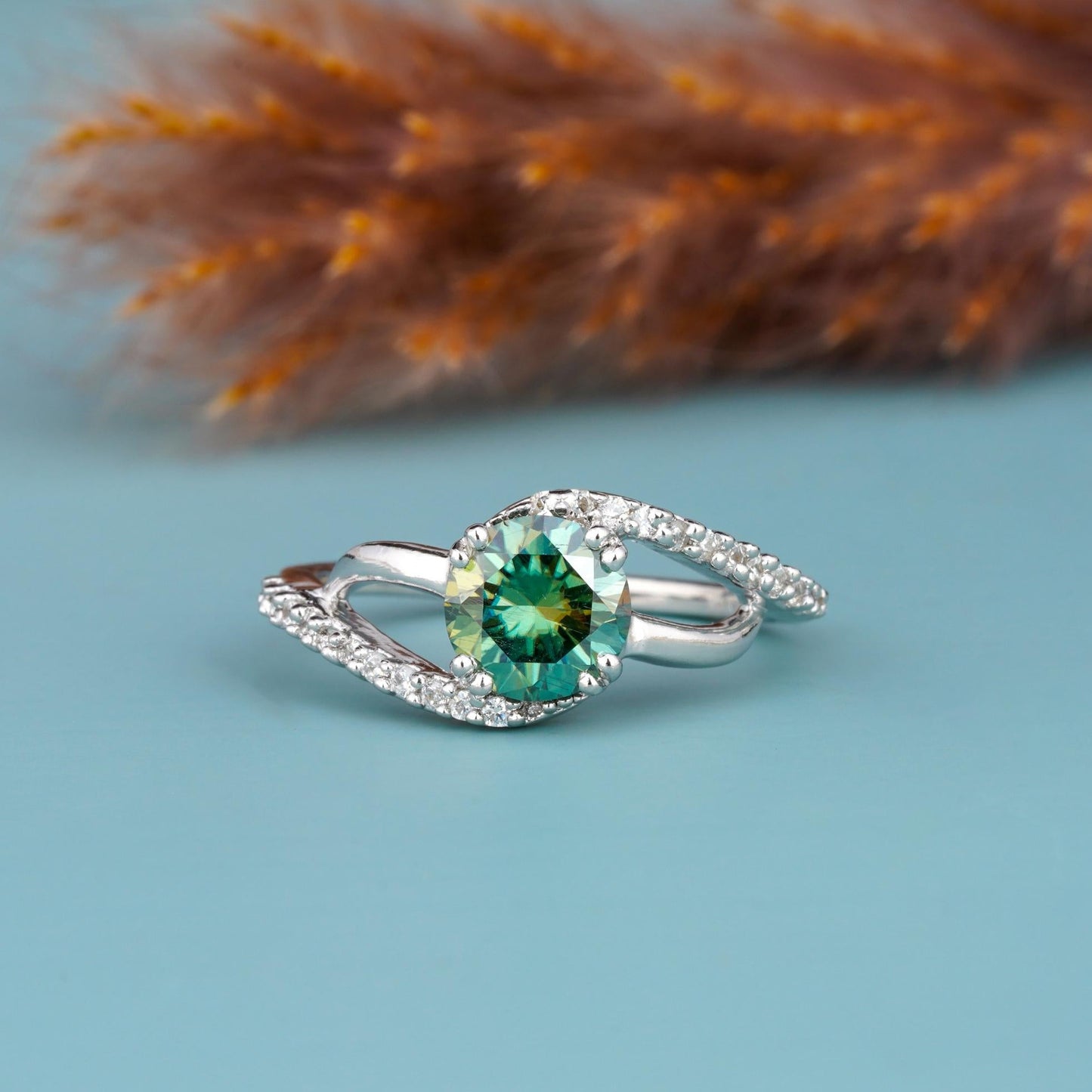 green silver ring 