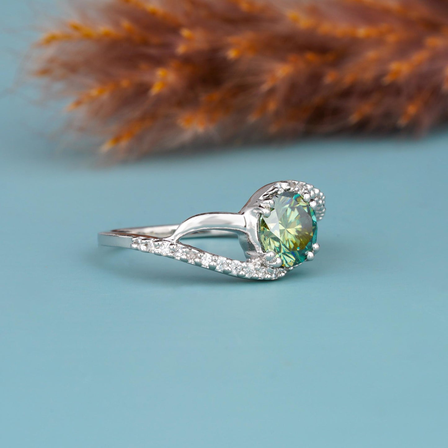 green silver ring 