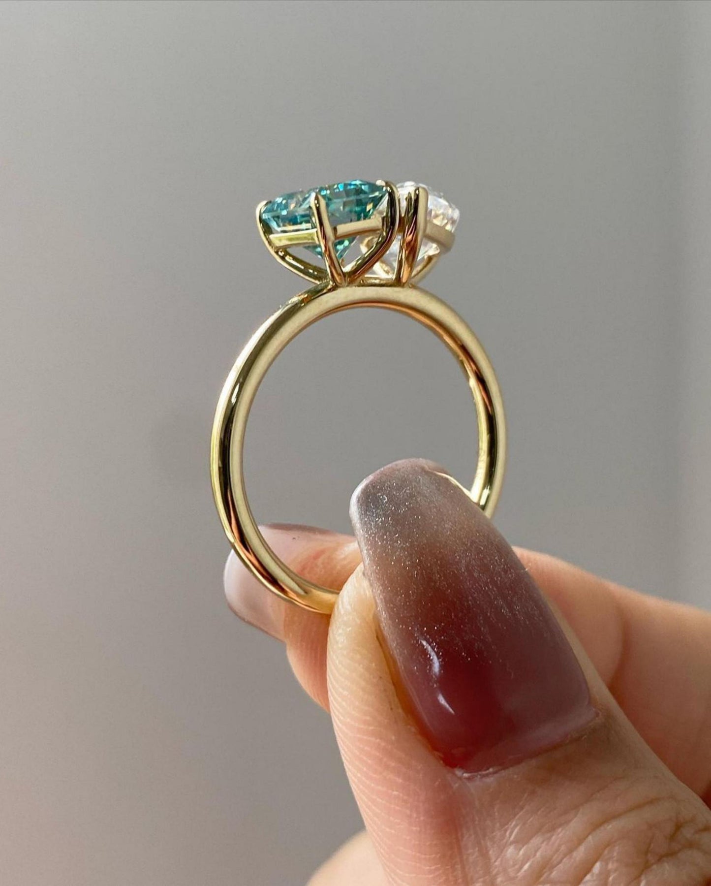 Pear And Emerald Cut Toi Et Moi Moissanite Ring