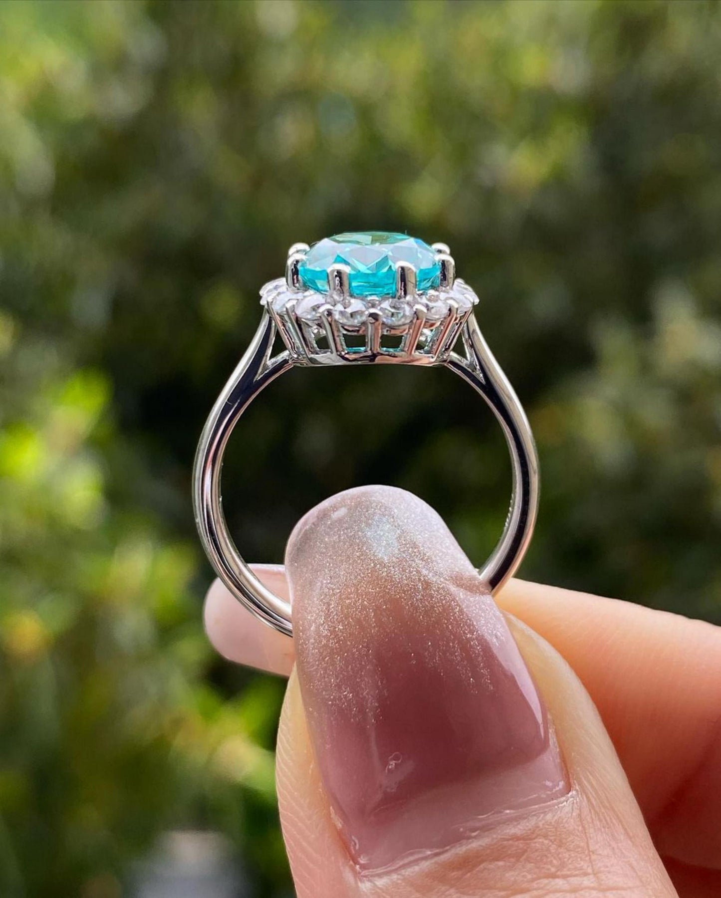 Antique Vintage Style Ring,3.30 TCW Oval Cyan Blue Moissanite Ring